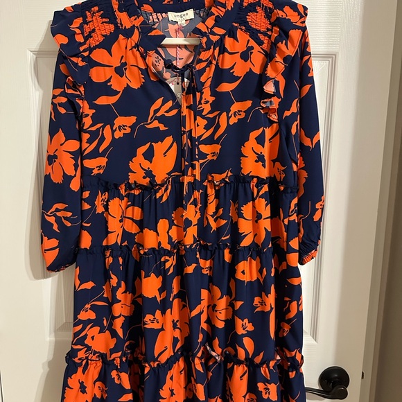 Umgee Orange and Navy Floral Dress - Picture 5 of 8